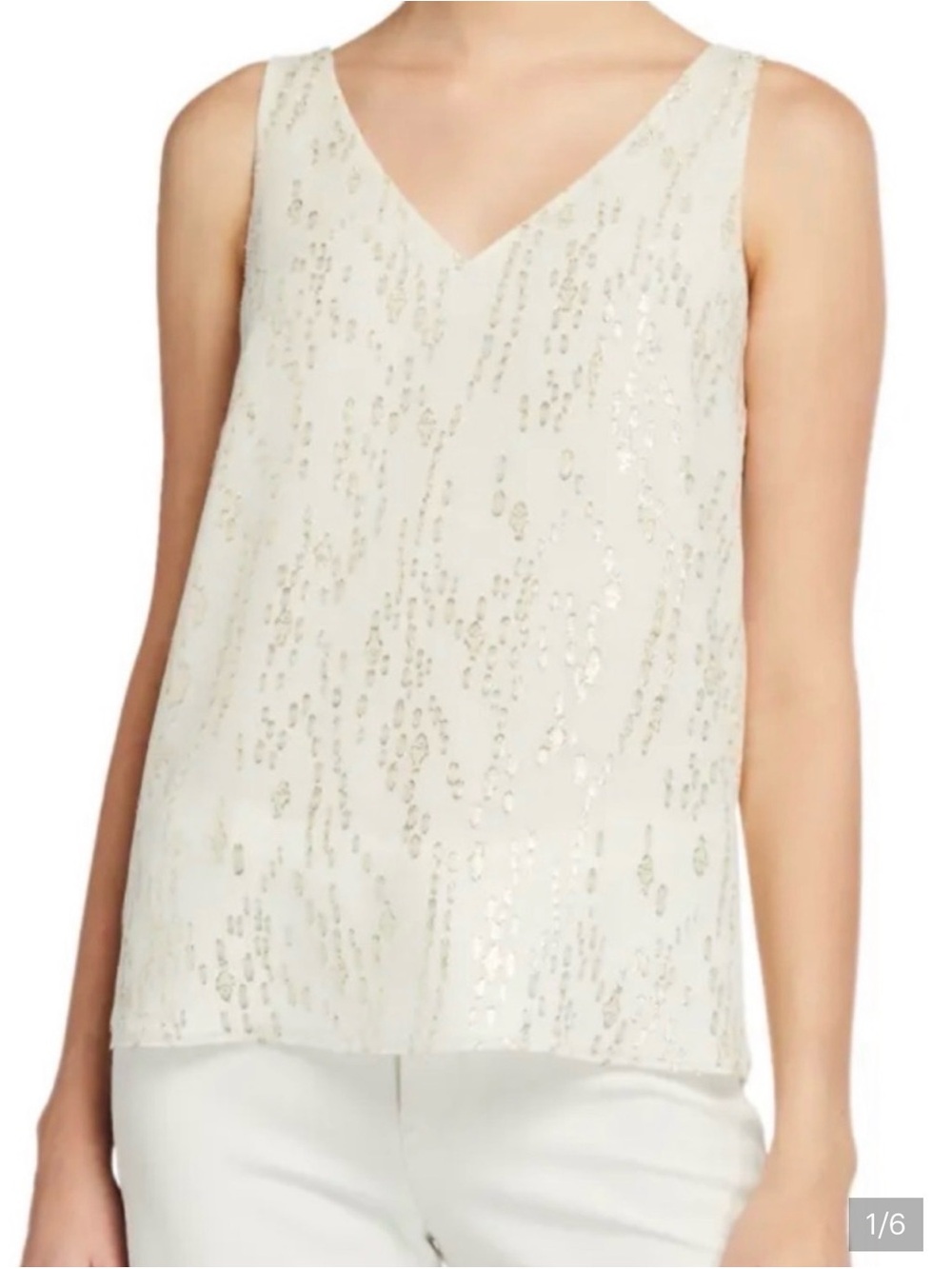 Lilly Pulitzer Florin V-Neck Metallic Sleeveless Top